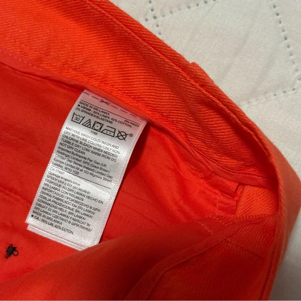Banana Republic Avery Orange Linen Blend Trousers Women’s 12 Office Summer